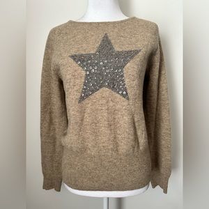 SUNDANCE Sequined Star Lambswool Blend Neutral Knit Sweater Women’s Size Small